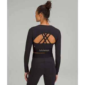 Lululemon Logo Elastic Everlux Long Sleeve Shirt, Black / Trench, Size 6